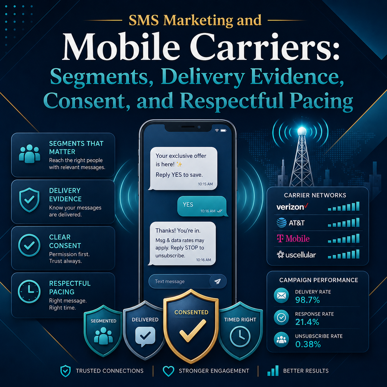 SMS Marketing and Mobile Carriers: Segments, Delivery Evidence, Consent, and Respectful Pacing